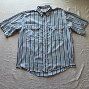 Vintage Levis Shirt Mens Large Blue White Pocket Button Up Big E Silver Label